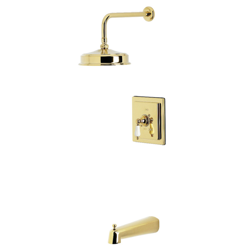 Kingston Brass Demure Single-Handle Pressure Balanced Tub And Shower Faucet, Polished Brass
