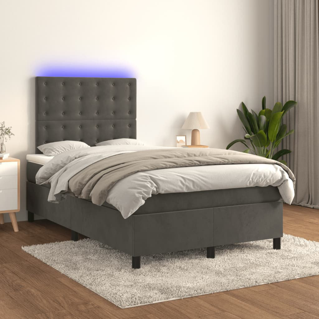 Vidaxl Boxspringbett Mit Matratze & LED Hellgrau 120X190 Cm Samt