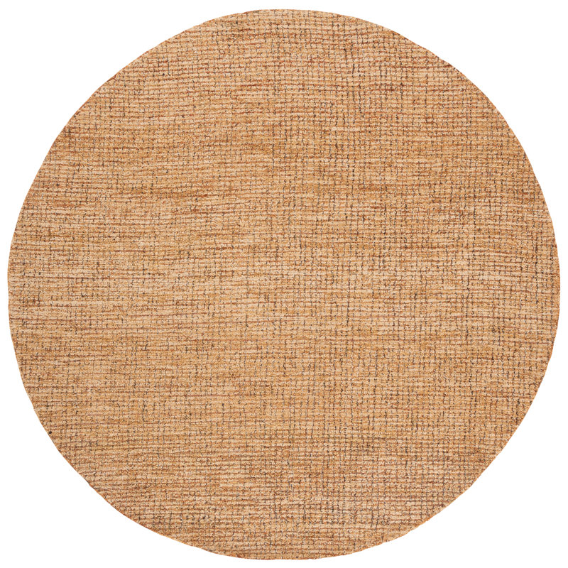 Pine 704 Hand Tufted Wool/Cotton/Latex No Pattern Rug in Natural/Gold, Round 6'
