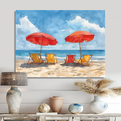 Décoration murale rouge et bleue italienne sur la plage - plage
