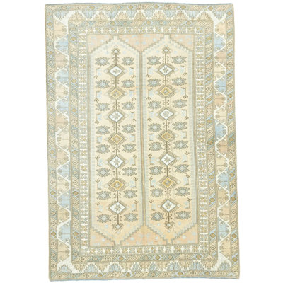Vintage One-of-a-Kind 6'6" X 9'4" 1980s Wool Area Rug Cream