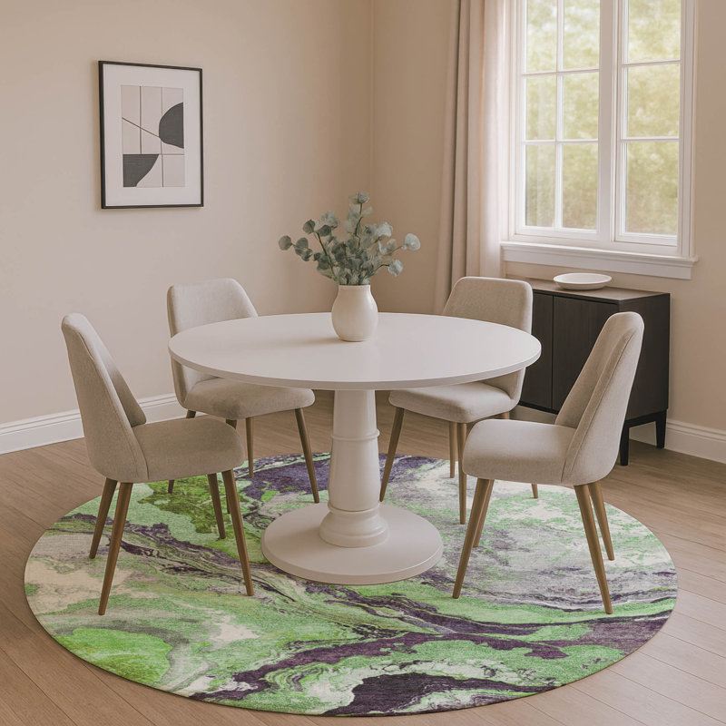 Premium Machine Washable Jakiyra AMF1908 Abstract Rug, Round 8'
