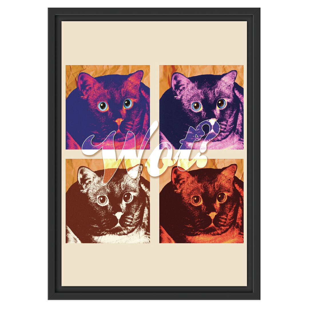 Gerahmtes Wandbild Pop-Art-Katze