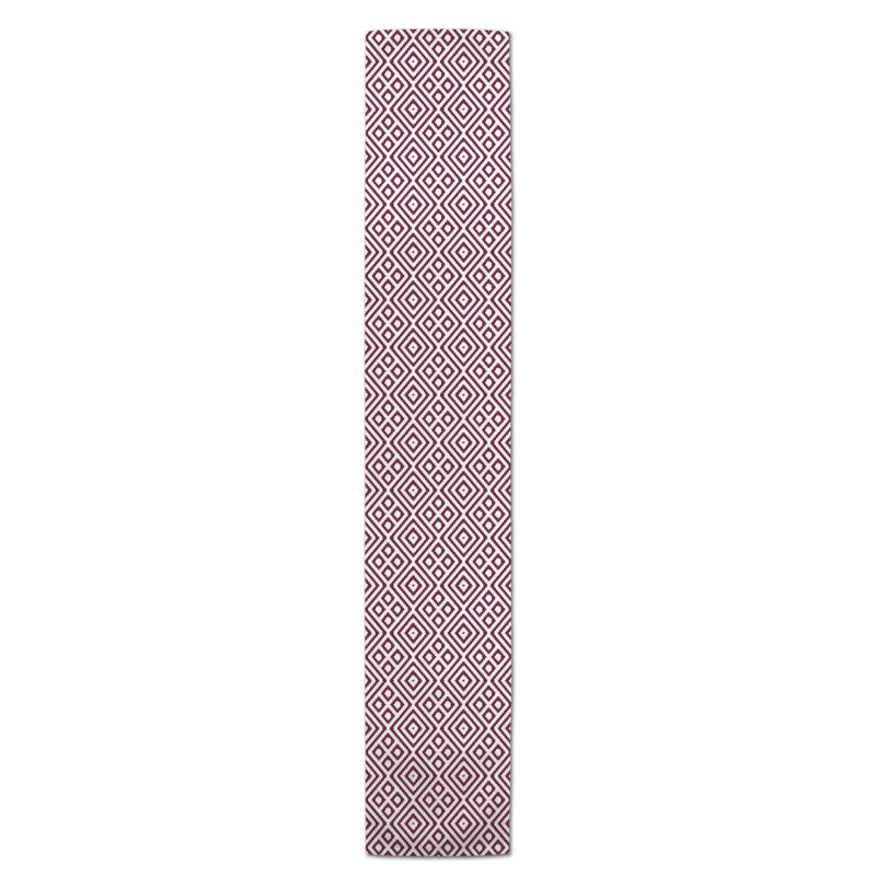Chemin de table en losanges pointillé Nalston, 72 po x 16 po, Bourgogne, Pied-de-poule
