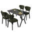 Ensemble de table et chaises de salle à manger extensible Modern (5 pièces), vert et noir | Panneau de particules 100% mélaminé, 43,3 po x 29,1 po x 29,1 po | Structure de chaise en métal, tissu en lin, assise confortable, parfaite pour les salles à manger et les rassemblements-122495375