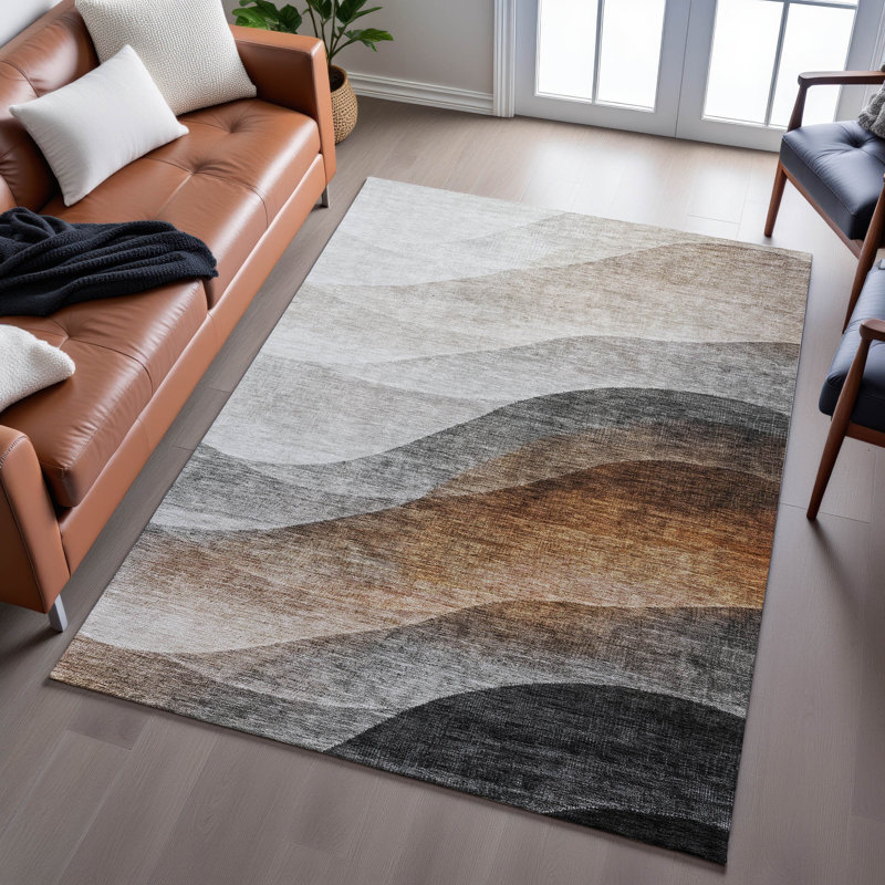 Premium Machine Washable Melvin AMF1176 Swirls Rug, Rectangle 10' x 14'