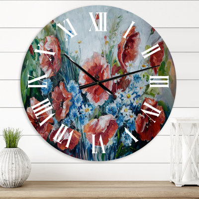 Bouquet de coquelicots rétro - Horloge murale traditionnelle