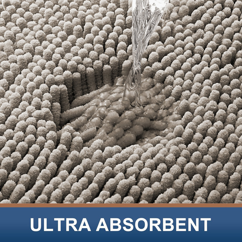 Chenille Non-Slip Non-Slip Bath Mat, Silver, 60cm L x 40cm W