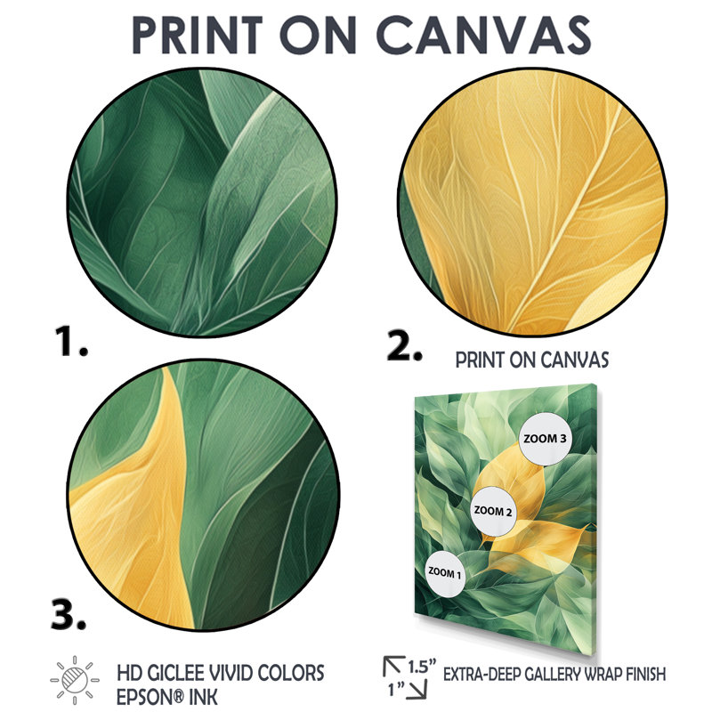 Coleton Tropical Dancing Leaves - Décoration murale feuilles, H 44 po x l 34 po, Impression encadrée, Noir