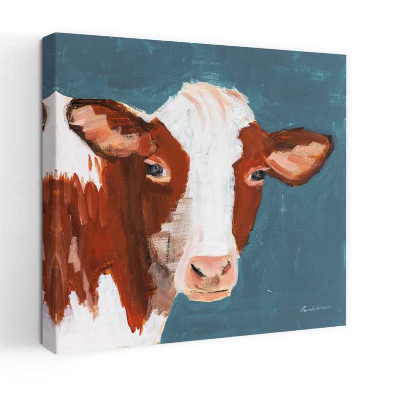 Art contemporain bleu rouillé avec animaux, H 32 po x l 32 po
