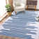 Tapis rayé en polyester bleu Kr Krellyn