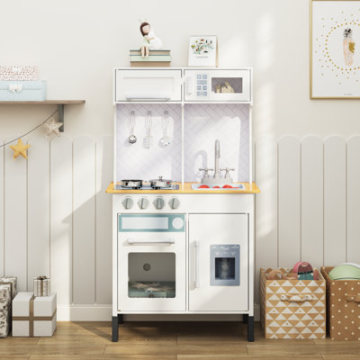 Kids Kitchen Playset, Wooden Pretend Play Kitchen For Kids