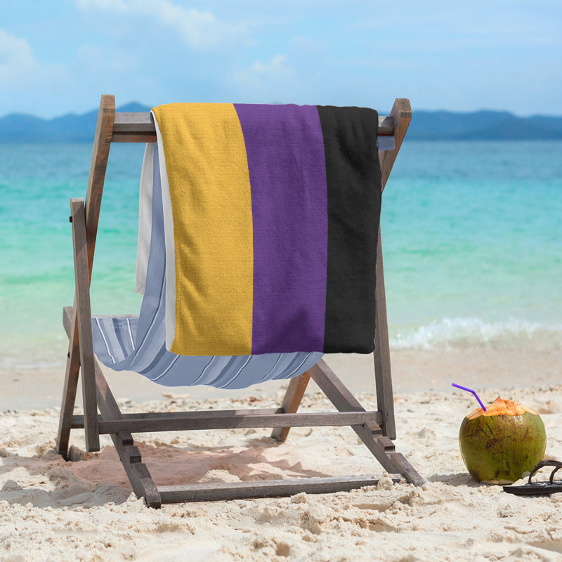 Cotton Blend Lightweight Beach Towel, Gold/Purple/Black
