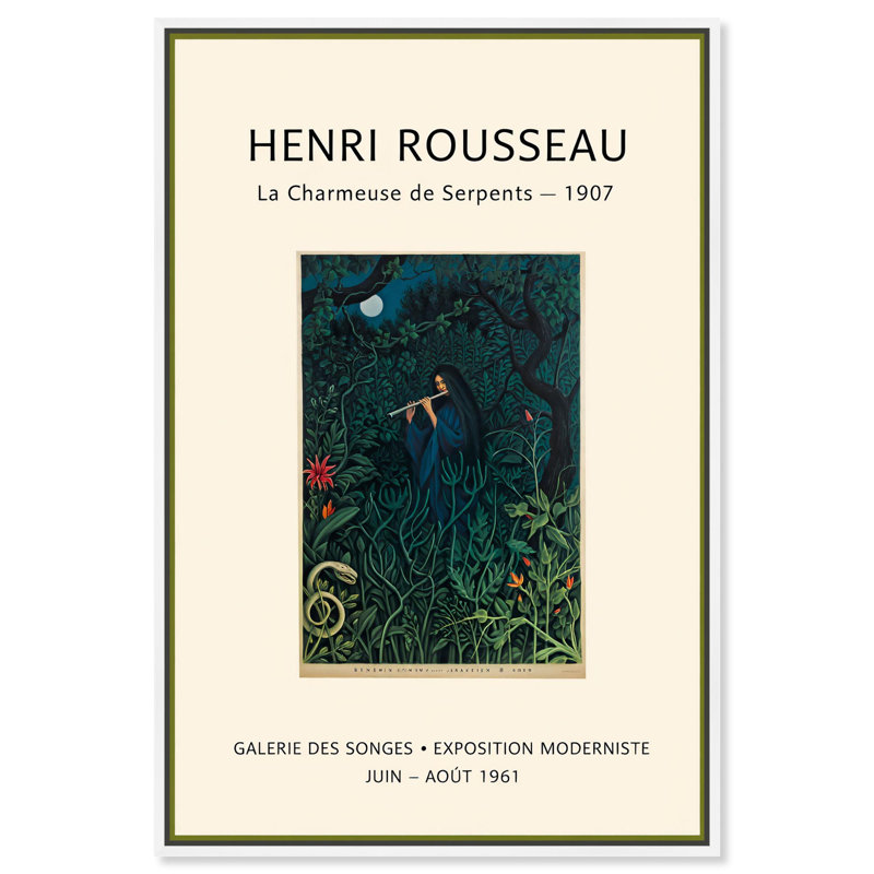 «Rousseau's Jungle Dream», affiche d'art rétro sur toile par Art Remedy, H 31 po x l 21 po, Cadre blanc