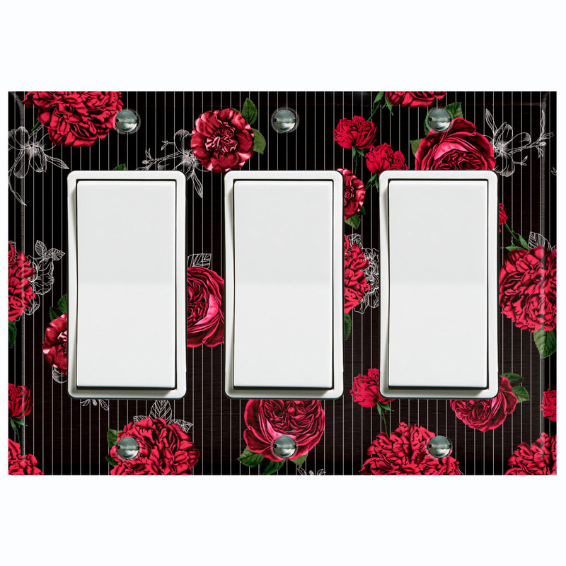 Patterned 3 - Gang Toggle Light Switch Standard Wall Plate