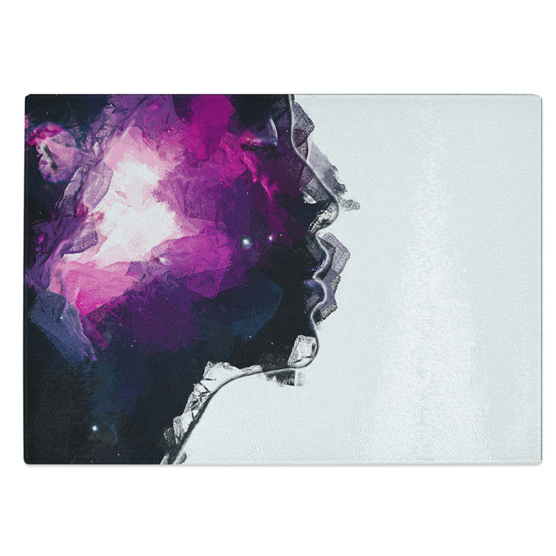 Glass Her Galaxy in Pink & Purple in Abstract Chopping Board, 28.5 cm W x 20 cm L
