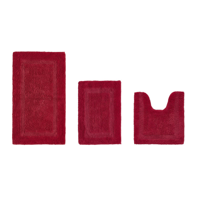 Annerose Premium 100% Cotton 3 Piece Bath Rug Sets, Machine Washable, Super Absorbent & Tufted Weave Reversible Bath Mat for Bathroom, Shower, and Tub, Oeko-Tex Certified Bathroom Rugs