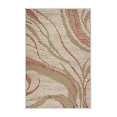 Machine Washable Abstract Beige Area Rug