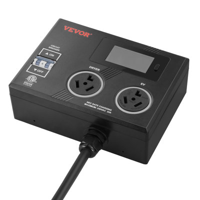 Séparateur NEMA pour sécheuse et véhicule électrique, indicateur à DEL 3 couleurs, distribution intelligente de l'alimentation 240 V, avec prise NEMA 10-30, deux prises NEMA 10-30, écran ACL de 3,4 po, sécheuse électrique Max 24A, testée selon la norme ETL
