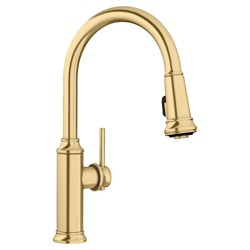 Robinet de cuisine à double jet Empressa High Arc - Or satiné, Or satiné