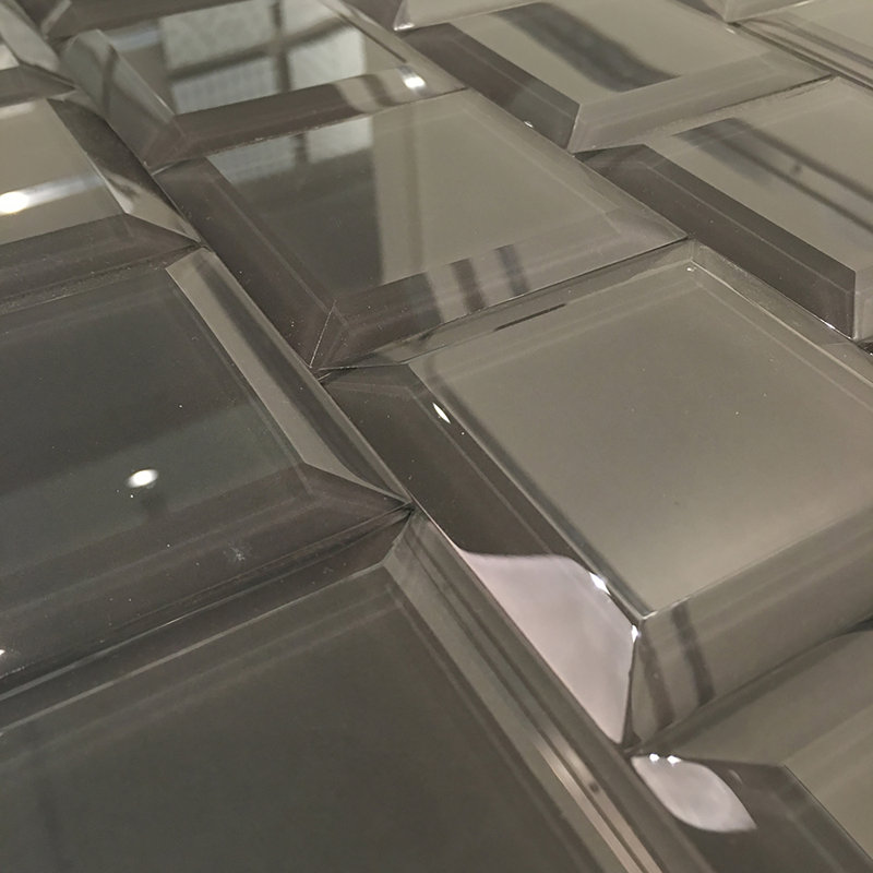 Genoa 3" x 3" Beveled Glass Wall Tile, Shadow