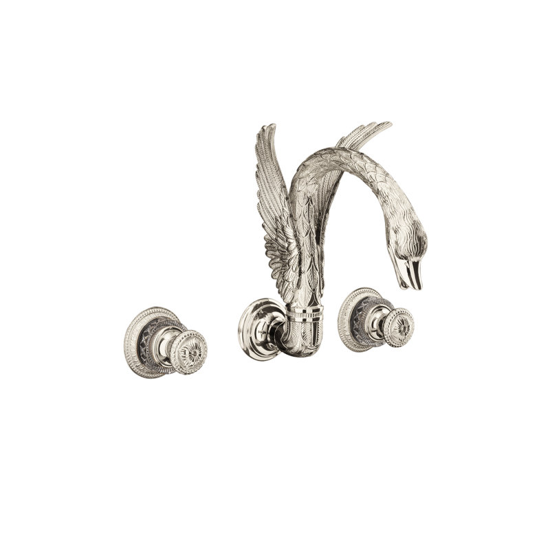 Swan Mixer Wall Mounted Bathroom Faucet, Polished Nickel