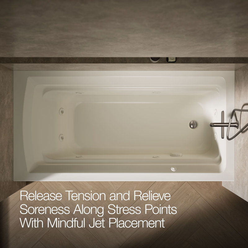 Archer® Alcove 72" x 36" Whirpool Bathtub, Biscuit, Right