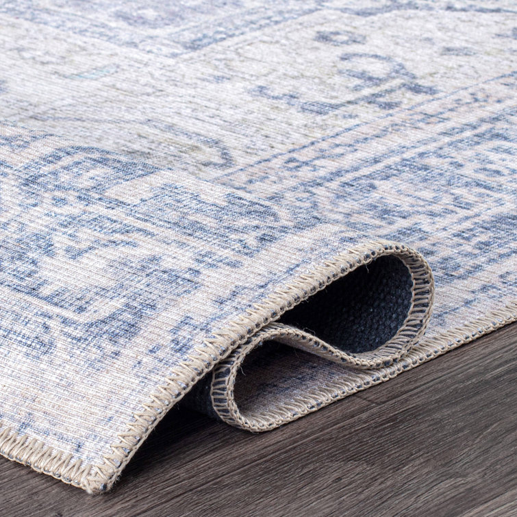 Somona Machine Washable Oriental Flatweave Performance Blue/Ivory Area Rug