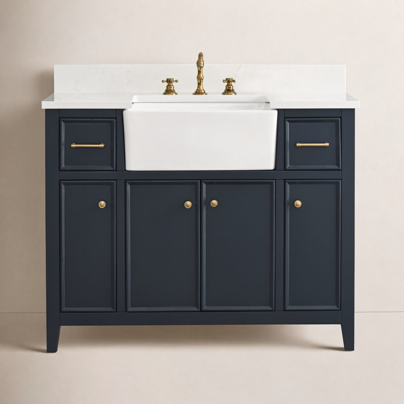 Aisa 42" Single Bathroom Vanity, Indigo Blue/Brushed Gold