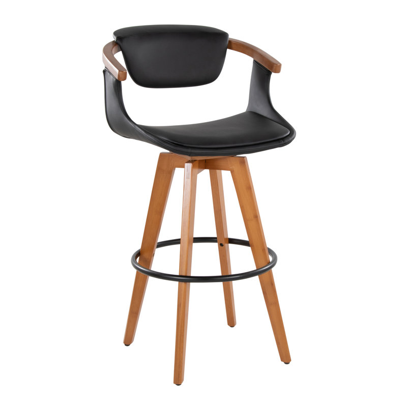 Tabouret de bar rembourré à hauteur fixe Dirksen, Noir, noir, noir, noir, Tabouret de bar (siège d'une hauteur de 29 po)