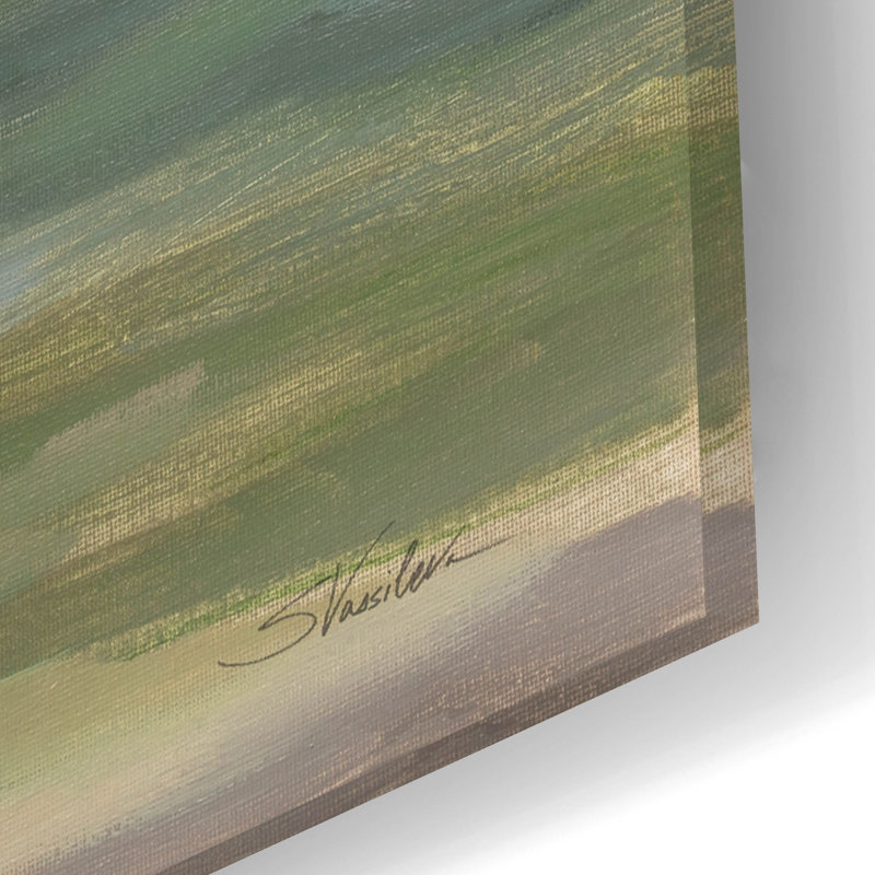  Art mural en verre «Mute Green Landscape» par Silvia Vassileva, 24 po x 16 po, H 16 po x l 24 po