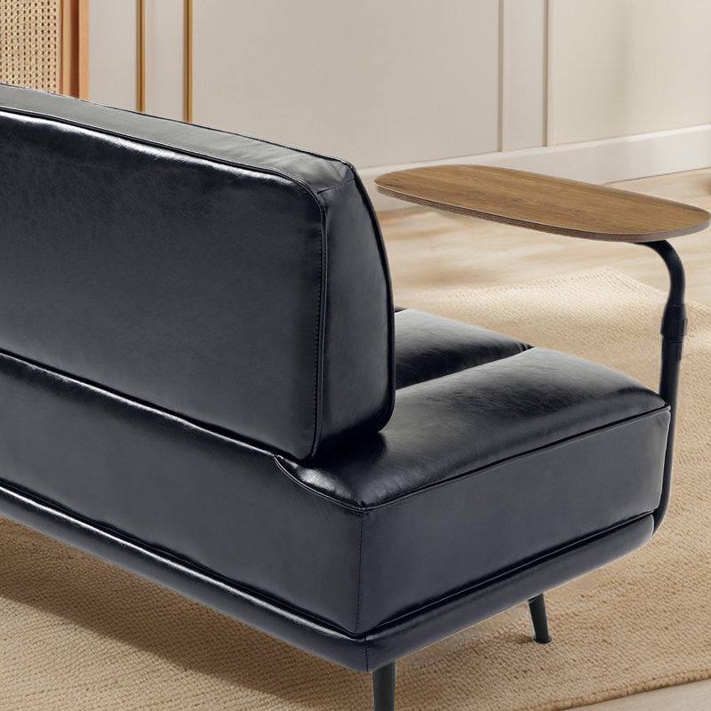 Banc rembourré en similicuir de 54,98 po, Noir