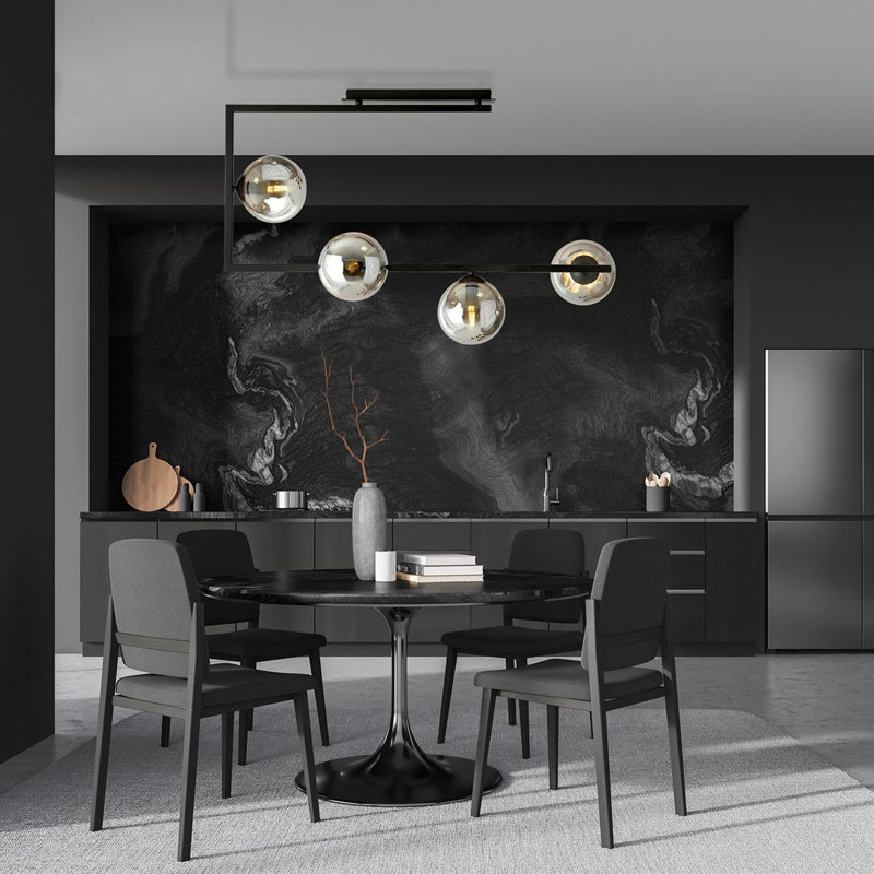 Lierre 4 - Light Geometric Chandelier, Graphite