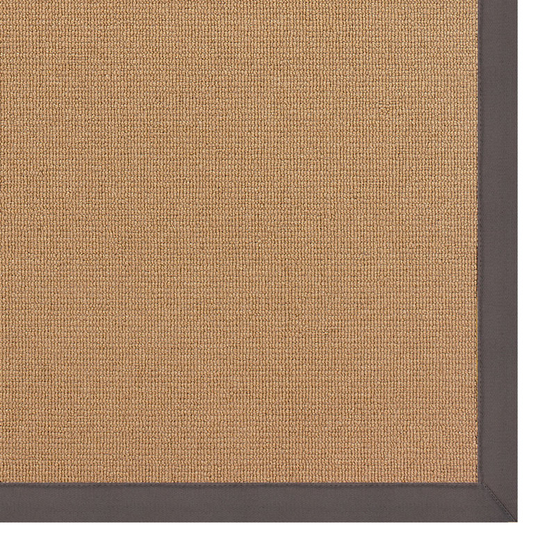 Nannette Handmade Dark Beige Berber with Slate Cotton Border Made in the USA Area Rug, Runner 2'6" x 12'