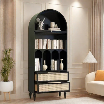 Modern Simple Rattan Wooden Bookcase