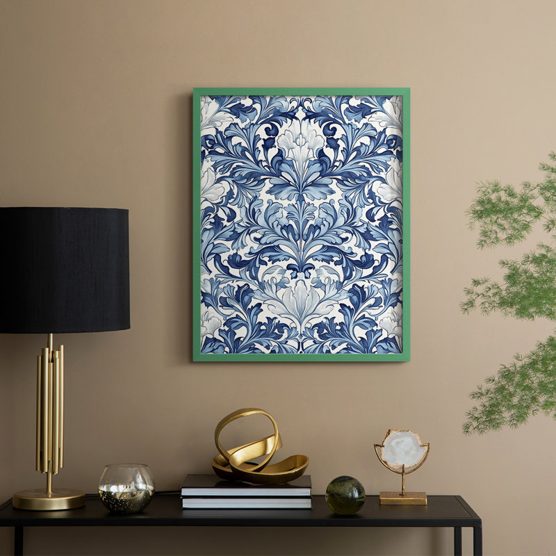 WM MORRIS Series DCXXIII  -Premium Framed Print -Ready to Hang - No Nails Required, 11" H x 9" W, Green