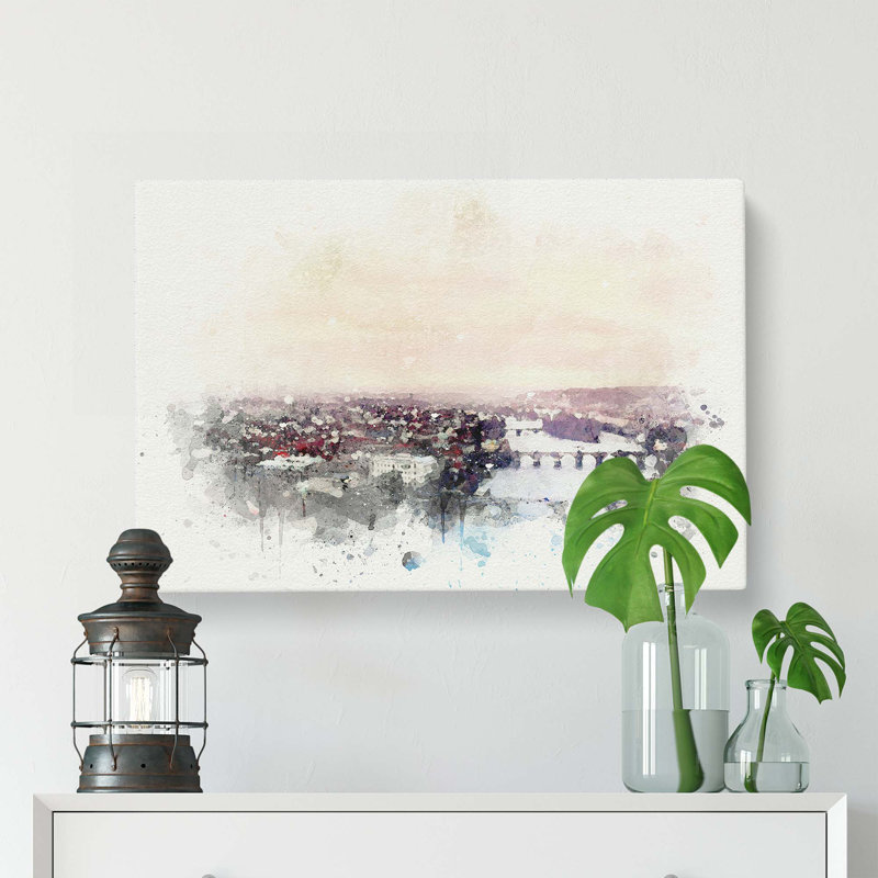 Prague Czech Republic Skyline In Abstract - Wrapped Canvas, 91cm H x 60cm W x 3cm D