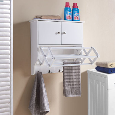 Accordion Wall Mounted Drying Rack with Cabinet