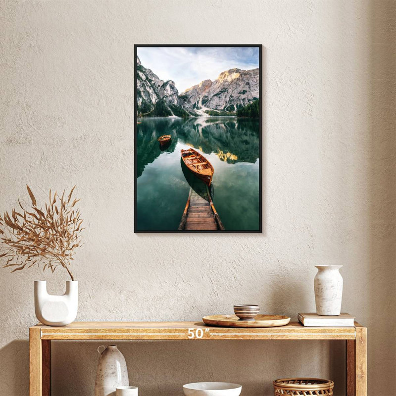 Bateaux Braies Lake, Cadre flottant noir, 21 po x 31 po