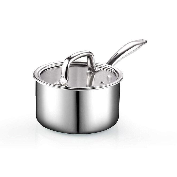 Bene Casa 2-Quart, stainless-steel sauce pan w/ tempered glass lid