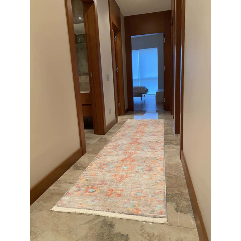 Tapis en coton Muqadus avec envers antidérapant, Tapis de couloir 2 pi 7 po x 7 pi 3 po