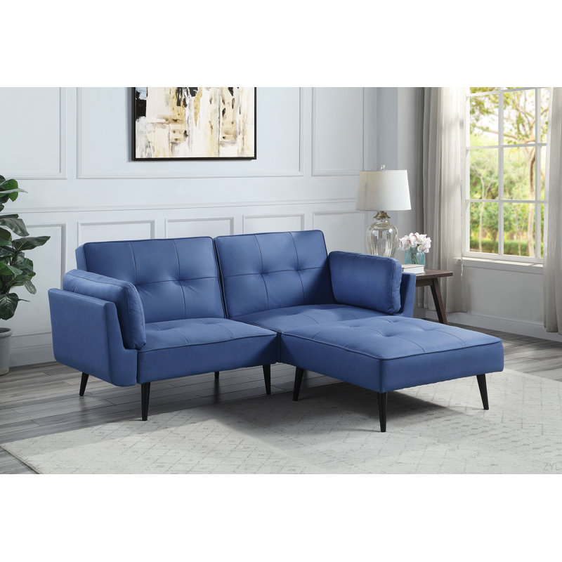 Blue Fabric Adjustable Sofa & Ottoman
