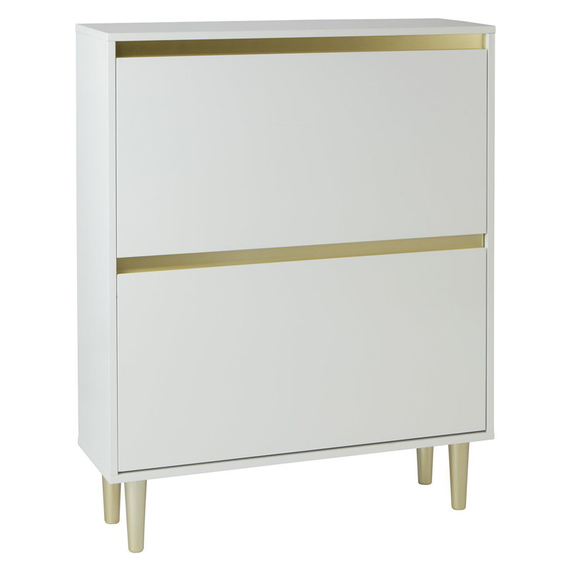 Bellandra Iliana 2 Door Shoe Cabinet, Gold/White