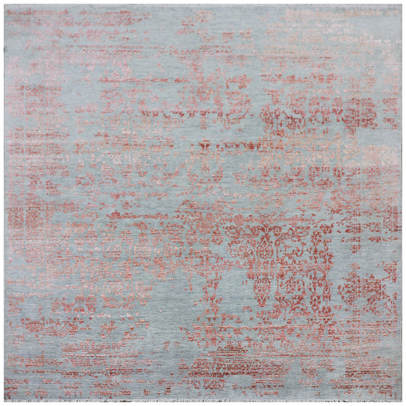 Abstract Area Rug in Copper/Gray/Orange, Rectangle 9' x 12'