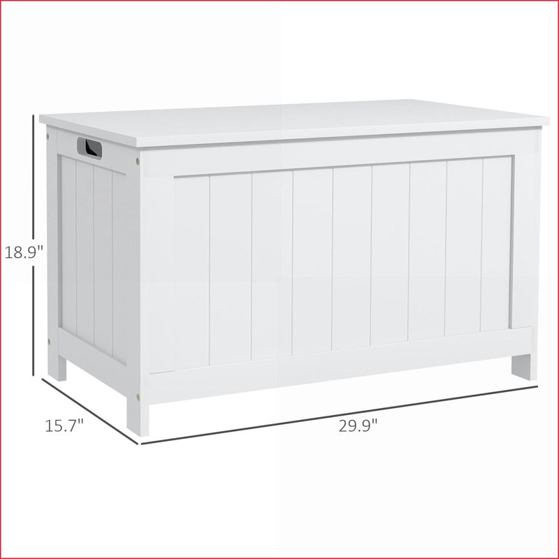 Commodes et amp; Garde-robes | Coffre de rangement 29,9 po avec charnières de sécurité | Blanc | Panneau de fibres à densité moyenne