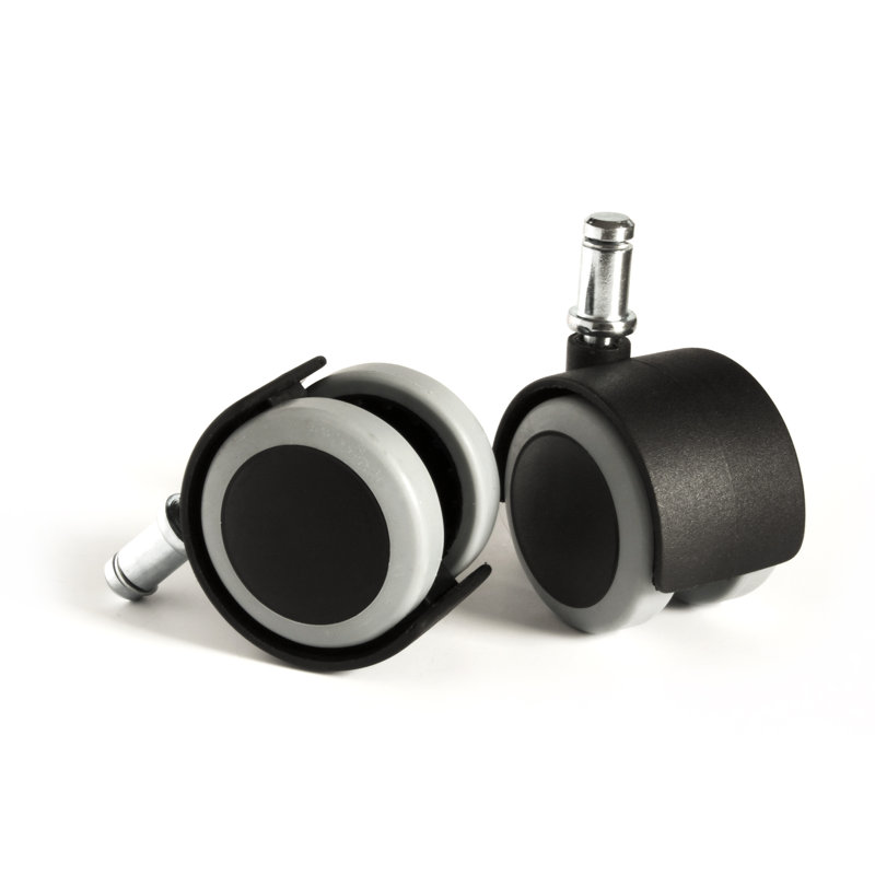 Black and Gray Rubber Office Chair Caster Wheels Set of 5
