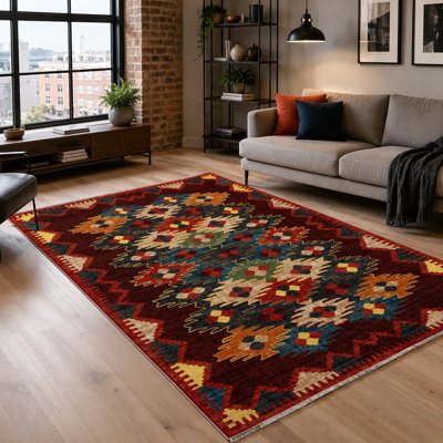 Geometric Cotton and Chenille Flatweave Area Rug