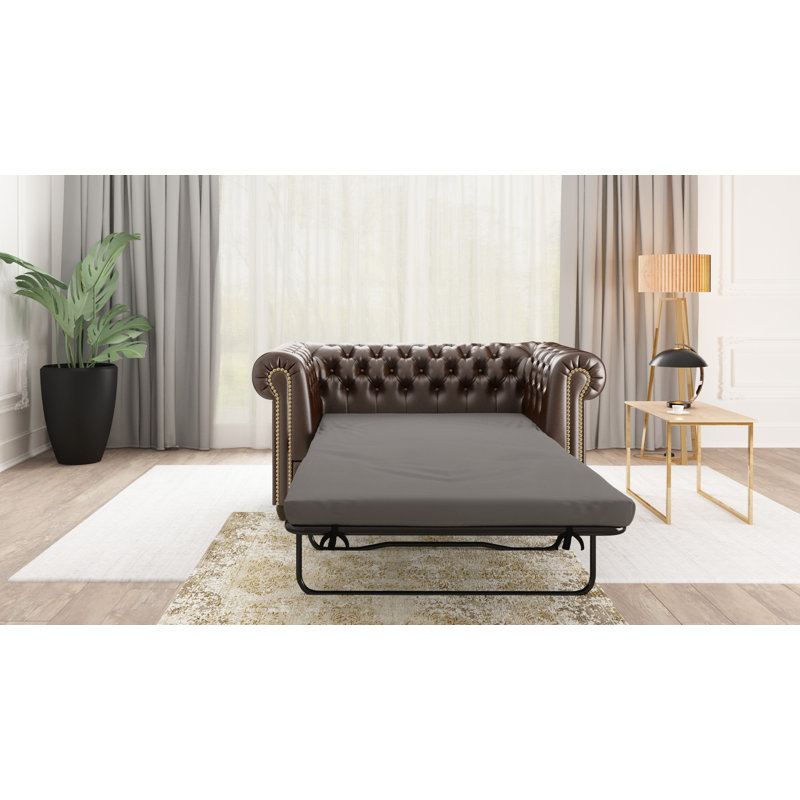  2 seater Chesterfield Sofa with sleeping function, Brown