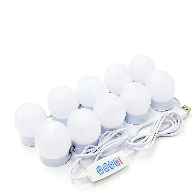 Luminaire à DEL pour meuble-lavabo lumineux - 10 ampoules à intensité variable, couleur et luminosité réglables, alimenté par USB - (à l'exception du miroir)