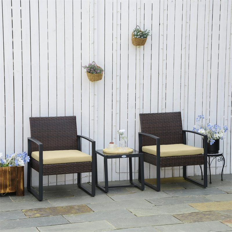 2 - Person Wicker Patio Dining Set with